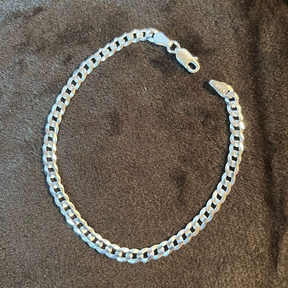 925 Italian Sterling Silver Cuban Link Bracelet 7.5”